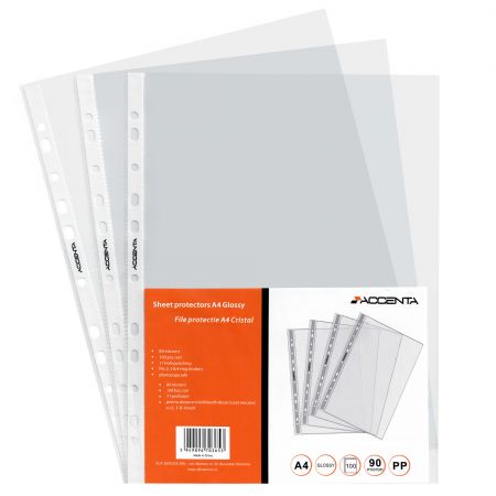 File protectie cristal, 90 microni, 100 buc/set, ACCENTA