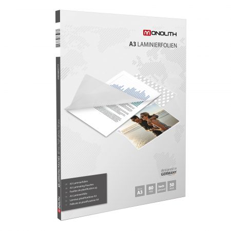 Folie laminare A3, 80 microni, MONOLITH, 50 buc/top