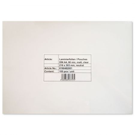 Folie laminare A4 2 fete, mata lucioasa, 80 microni, 100 buc/top