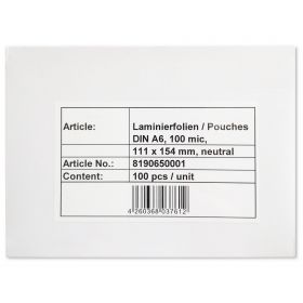 Folie laminare A6 HG, 100 microni, 100 buc/top