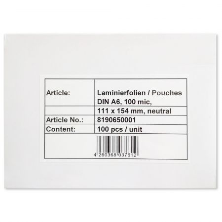 Folie laminare A6 HG, 100 microni, 100 buc/top