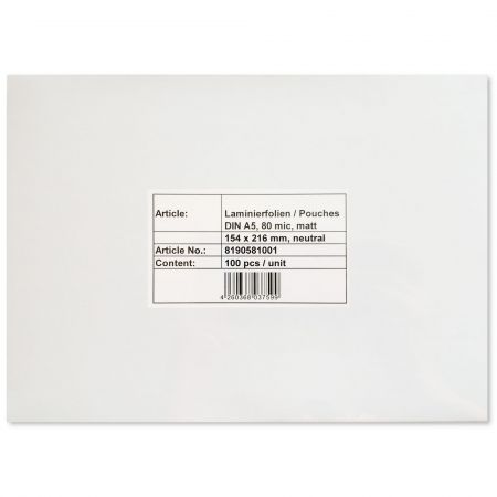 Folie laminare mata A5, 80 microni, 100 buc/top