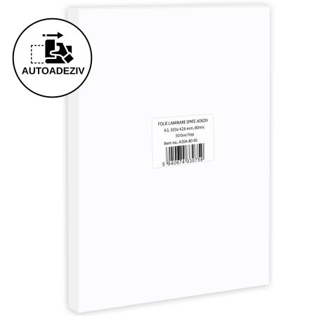 Folie laminare spate adeziv, A3, 80 microni, 50 buc/top