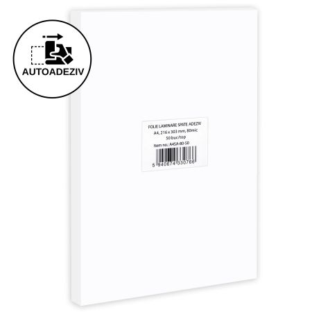Folie laminare spate adeziv, A4, 80 microni, 50 buc/top
