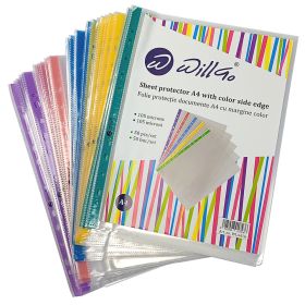 File protectie cristal, 105 microni, 50 buc/set, margine color, WILLGO