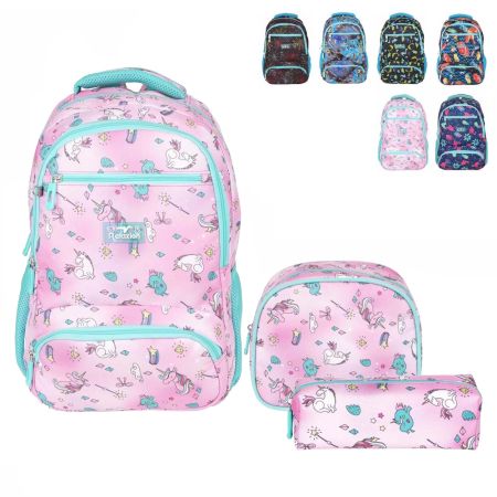 Ghiozdan echipat cu penar si gentuta RELAXION K8650