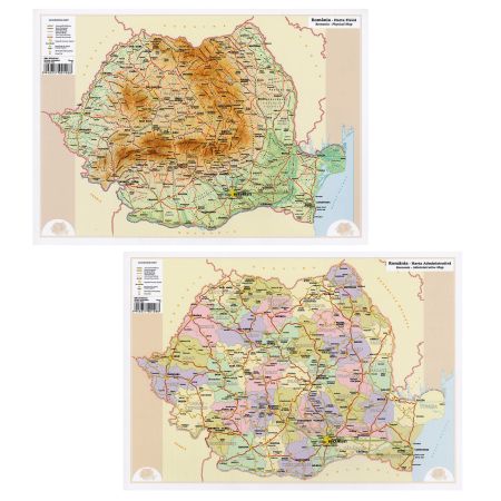 Plansa cu Romania fizica si administrativa, A4
