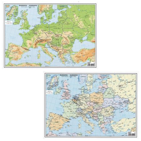 Plansa harta Europa fizica si politica A4 