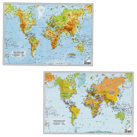 Harta A4 Lumea fizica si politica