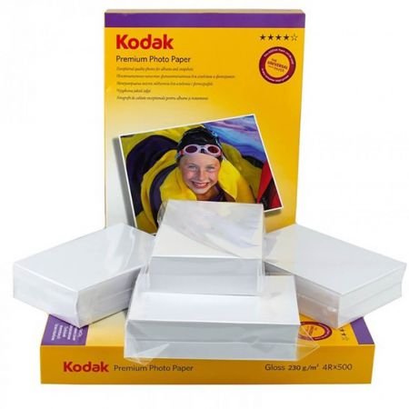 Hartie foto inkjet lucioasa KODAK, 10x15 cm, 230 g/mp, 500 coli