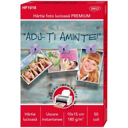 Hartie fotografica DACO, 10x15 cm, 180 g/mp, 50 coli/to