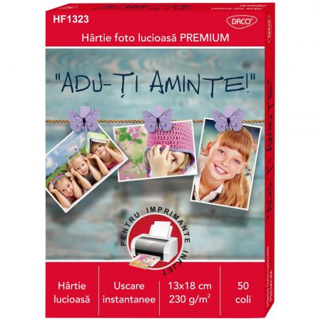 Hartie foto lucioasa 13x18 cm, 230 g/mp, DACO, 50 coli/top