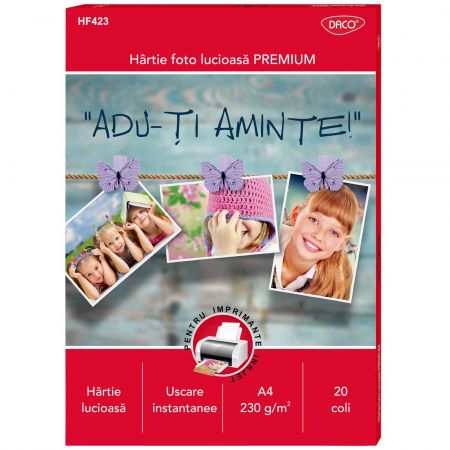 Hartie fotografica lucioasa A4, 230 g/mp DACO