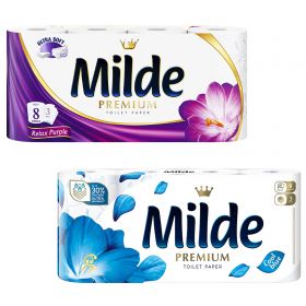 Hartie igienica parfumata MILDE Premium, 3 straturi, 8 role/set