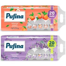Hartie igienica parfumata PUFINA, 3 straturi, 20 role/set