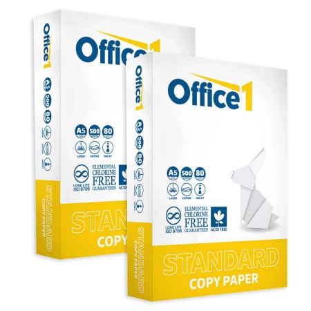 Hartie A5 OFFICE 1 Standard, 80 g/mp, 2 x 500 coli/top