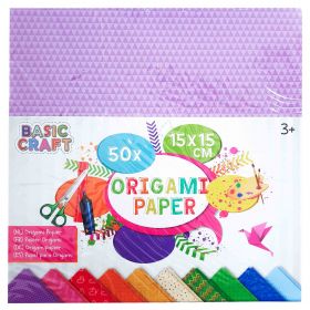 Hartie origami cu model, 15x15 cm, Basic Craft, 50 coli/set