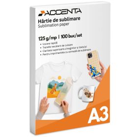 Hartie sublimare A3 ACCENTA, 125 g/mp, 100 coli/top