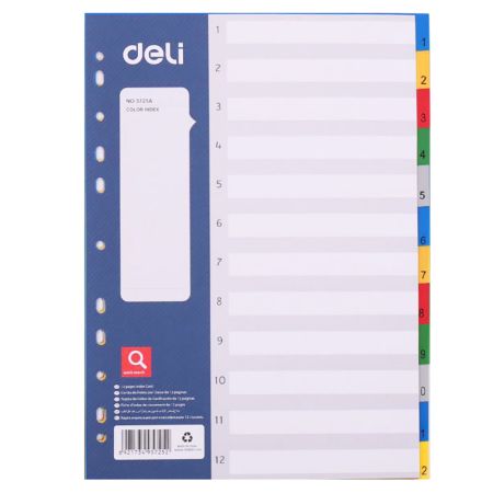 Index plastic color numeric 1-12, DELI