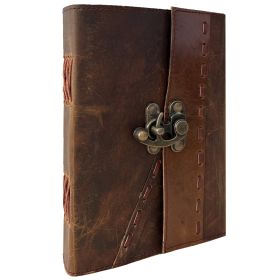 Jurnal vintage 13.5x18 cm, coperta piele si clapeta, Krashell KR-L008