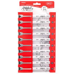 Liner grafic varf 0.05 - 2.0 mm plus pensula, DACO Arhitect PX5500, 10 buc/set