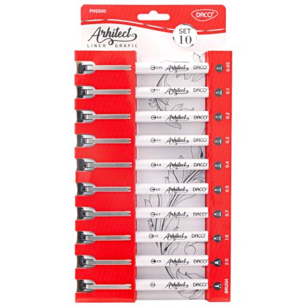 Liner grafic varf 0.05 - 2.0 mm DACO Arhitect PX5500, 10 buc/set