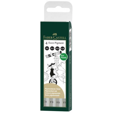 Liner negru FABER-CASTELL Ecco Pigment, 4 buc/set, FC167004