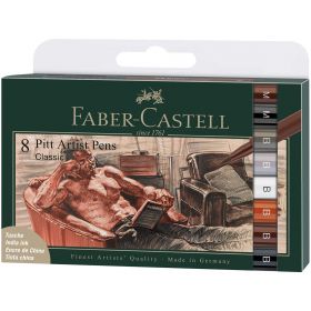 Marker cerneala FABER-CASTELL Pitt Artist Pen Classic, 8 buc/set, FC167172