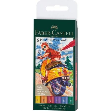 Marker desen FABER-CASTELL Pitt Artist Pen Brush Colour Wheel, 6