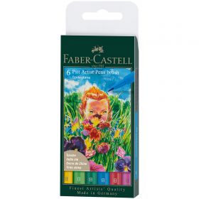 Marker cerneala FABER-CASTELL Pitt Artist Pen Brush Springtime, 6 buc/set, FC167177
