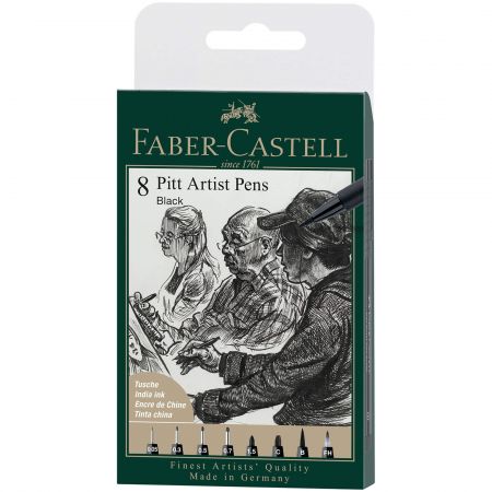 Markere pentru arta FABER-CASTELL Pitt Artist Pen Black, 8 buc/s