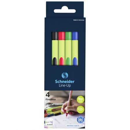 Fineliner varf 0.4 mm SCHNEIDER Line-Up, 4 culori/set