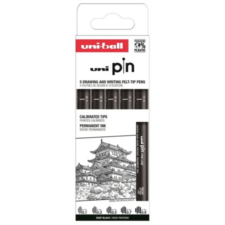 Linere 0.1-0.9 mm UNI Pin 200 Fine Line ASP008, 5 buc/set