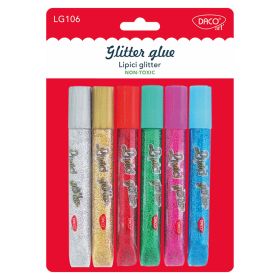 Lipici cu sclipici copii, 6 culori intense, DACO LG106