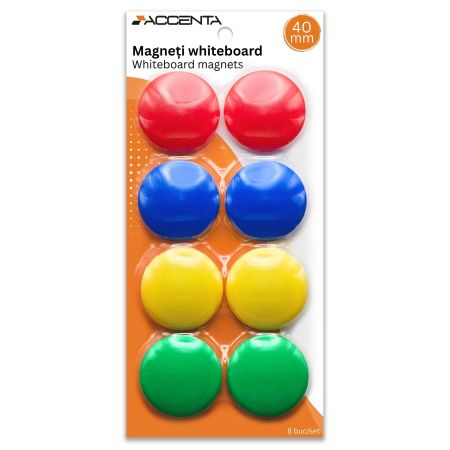 Magneti whiteboard, D 40 mm, ACCENTA, 8 buc/set