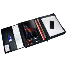 Mapa conferinta A4, cu 4 inele, calculator si fermoar MONOLITH 2828-P