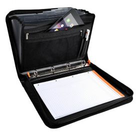 Mapa conferinta A4, cu 4 inele, 7 compartimente si fermoar EXACOMPTA