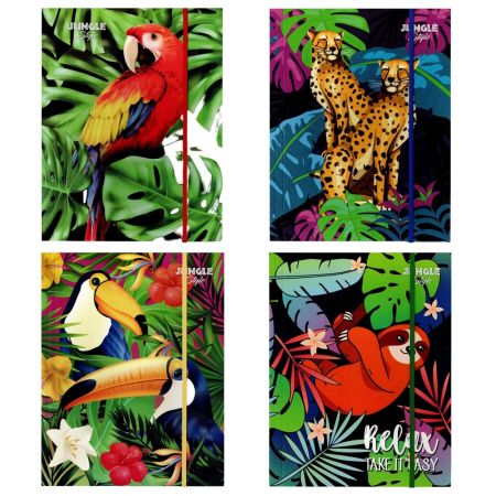 Mapa din carton cu elastic, 600 g/mp, OPTIMUM Jungle Style 66884