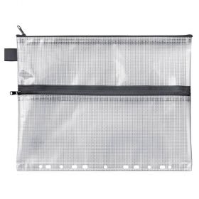 Mapa din plastic A4, cu 2 fermoare si multiperforatii, VELOFLEX Mesh