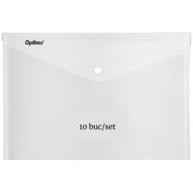Mapa plastic A7, cu capsa si clapeta in V, 10 buc/set, OPTIMA