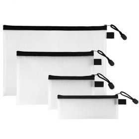 Set 4 mape din plastic, inchidere cu fermoar, Mesh