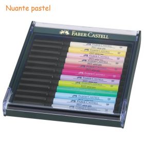 Marker cu varf pensula color FABER-CASTELL Pitt Artist Pen, 12 buc/set