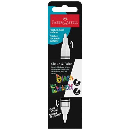 Marker acrilic alb FABER-CASTELL Shake and Paint