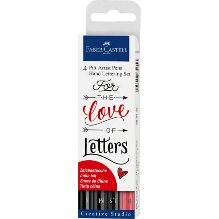 Marker caligrafie FABER-CASTELL Pitt Artist Pen, 4 buc/set
