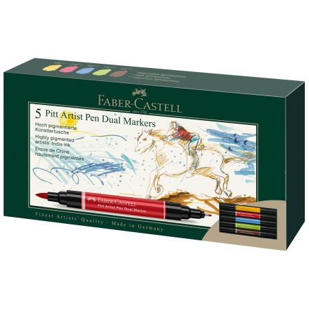 Marker cu 2 capete FABER-CASTELL Pitt Artist Pen Dual-5 buc-set