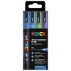 Marker cu sclipici varf 0.9-1.3 mm UNI Posca Glitter PC-3ML, 4 culori/set