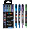Marker cu sclipici varf 0.9-1.3 mm UNI Posca Glitter PC-3ML, 4 culori/set