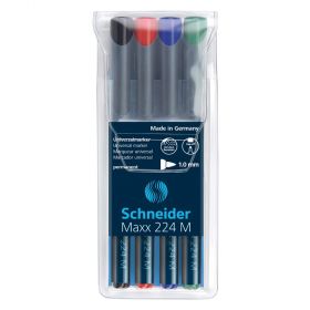 Marker OHP permanent SCHNEIDER Maxx 224 M, 4 culori/set