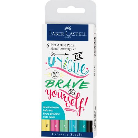 Marker pentru caligrafie FABER-CASTELL Pitt Artist Pen, 6 buc