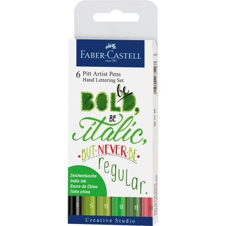 Markere caligrafie FABER-CASTELL Pitt Artist Pen, 6 buc/set